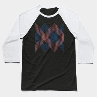 Retro Red and Blue Geometric shapes Baseball T-Shirt